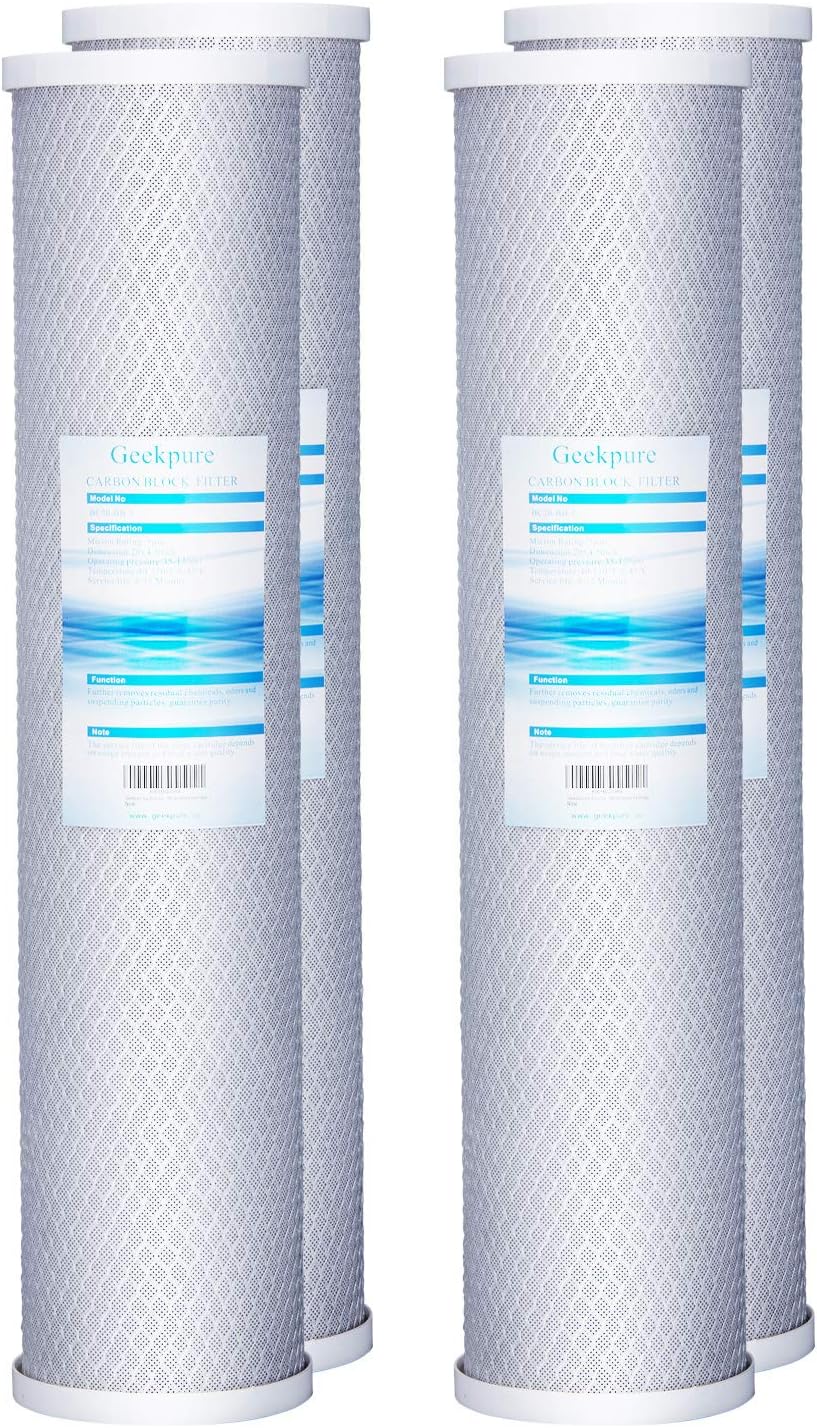 Geekpure 20 Inch Whole House Carbon Block Water Filters-4.5" x 20"-5 Micron