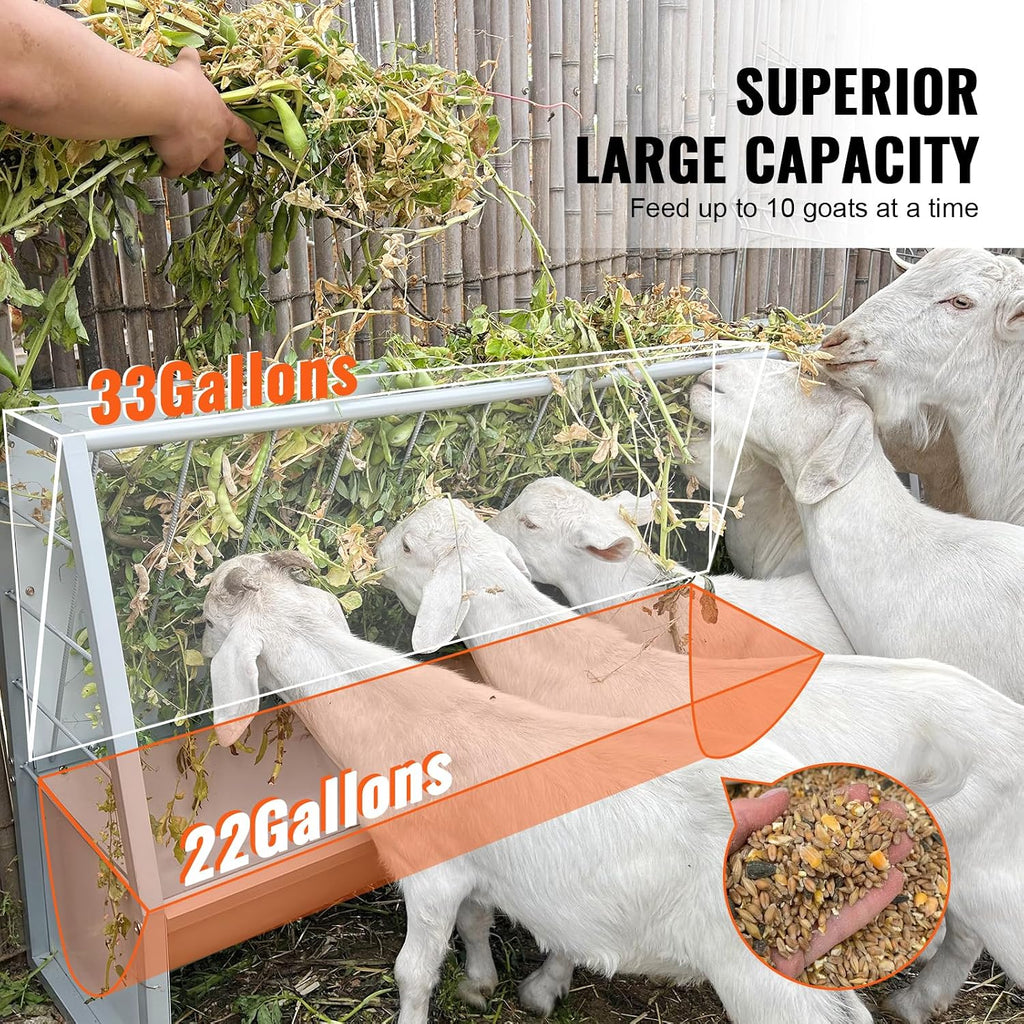 5 Ft Livestock Feeder 57 Gallon | Metal Pasture Hay Feeder, Outdoor Pasture Feeder for Sheep, Goats, Pony and