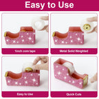 Rhinestone Pink Tape Dispenser, Refill 1 Inch Core, 4.8x2.6x1.7 in