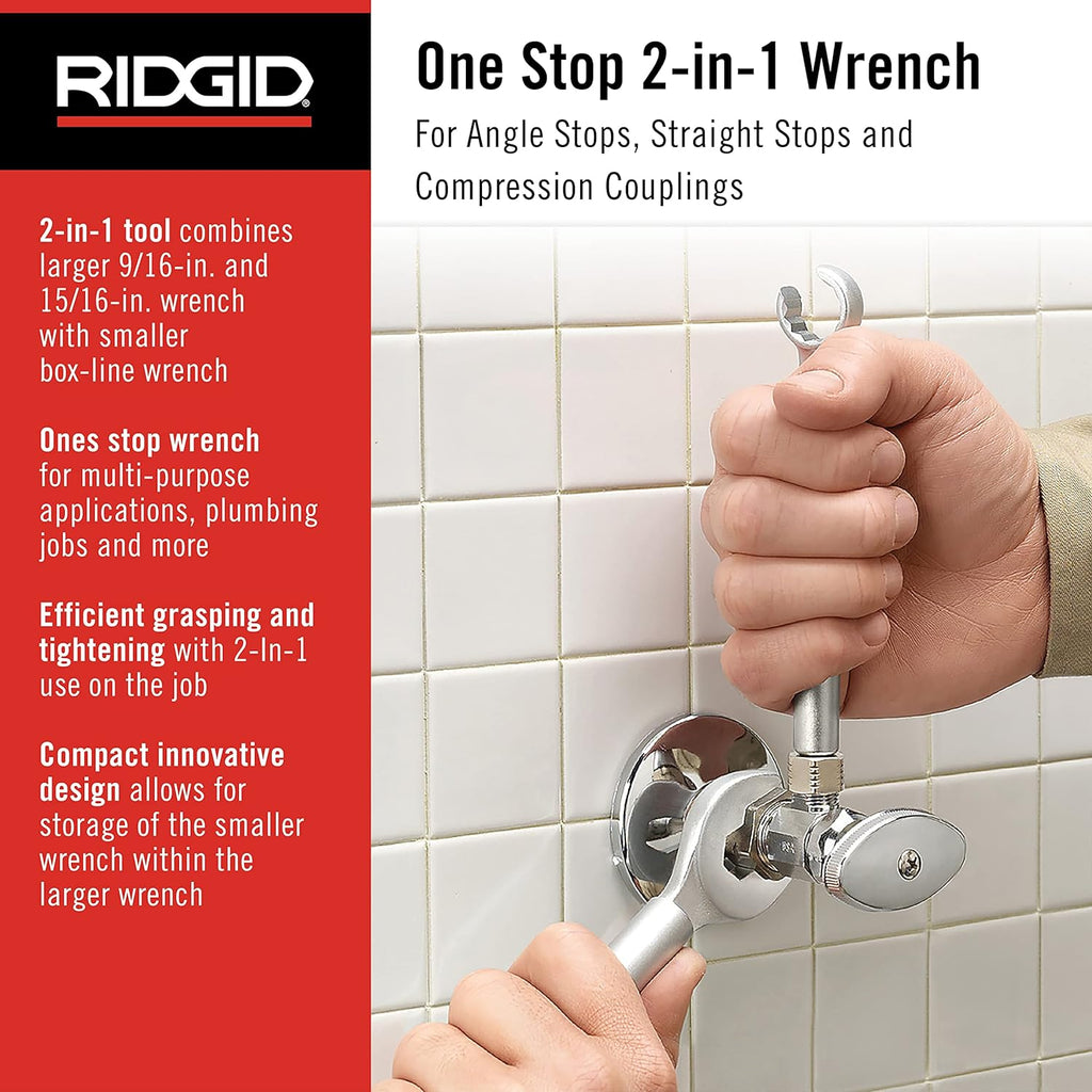 27023 Model 2002 One Stop 2-in-1 Wrench for Angle Stops, Straight Stops, and Compression Couplings