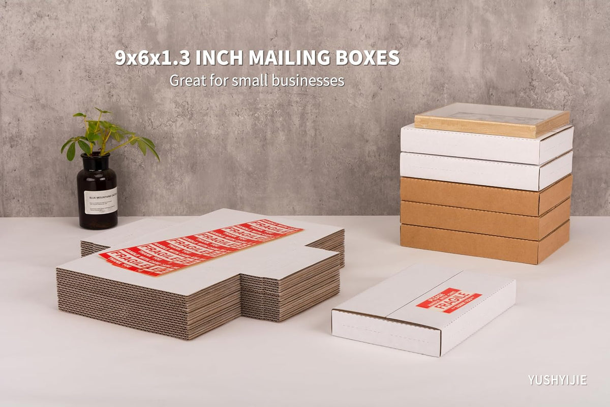 9x6x1.3 inch Small Shipping Boxes for DVD, Book Mailers, 25 Pack