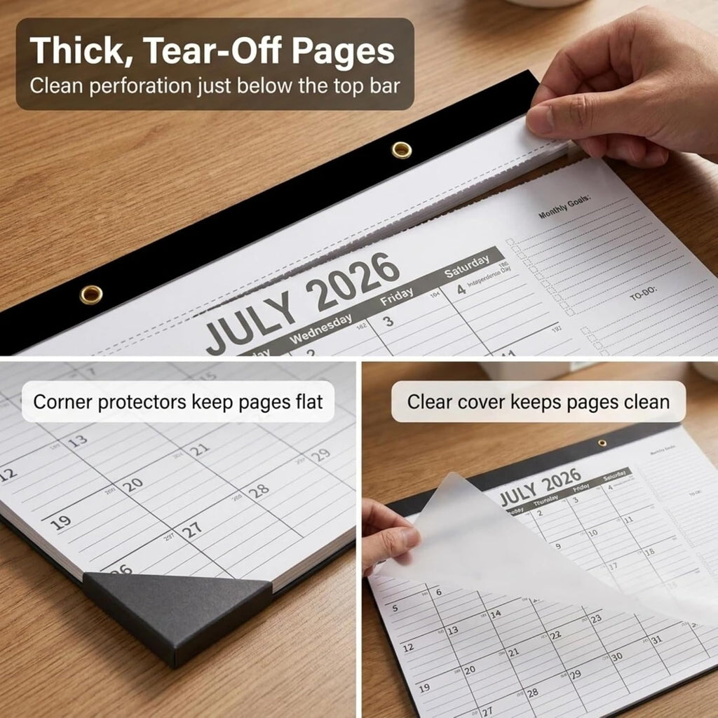 Versatile Desk Calendar 2026-2027 - 18 Month Wall & Desktop Planner (July 2026 - Dec 2027), 17" x 12" Large Monthly
