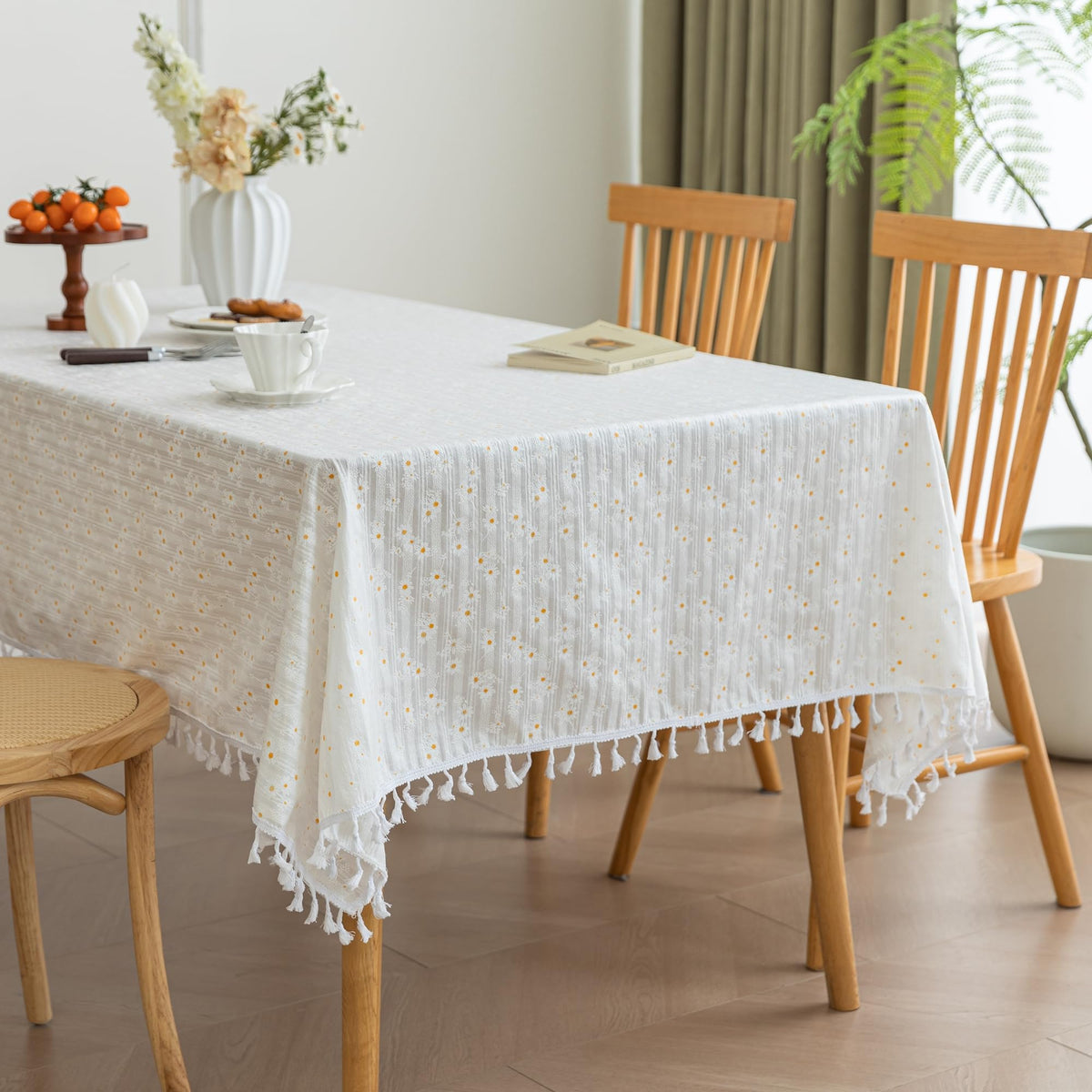 Cute Rectangular Cotton Oil Proof Table Cloth Rectangle Tablecloth Fabric Waterproof for Kitchen Dining Farmhouse