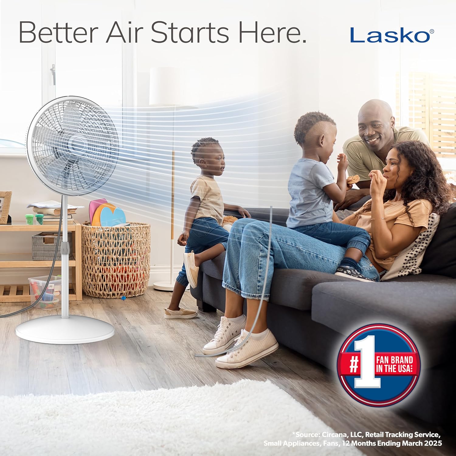 Oscillating Pedestal Fan - Lasko Fan with Adjustable Height and 3 Cooling Speeds, Portable, 18", White, 1820