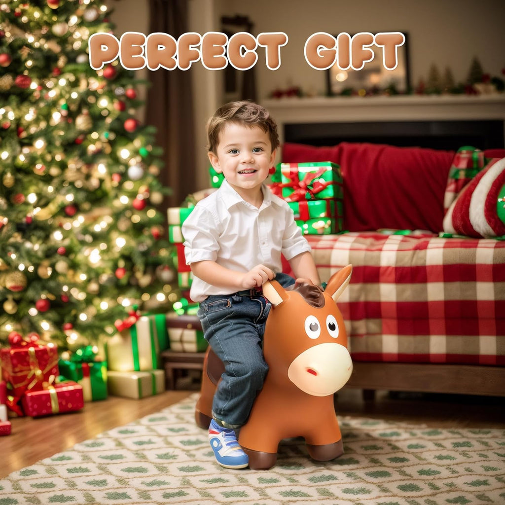 Bouncy Horse for Toddlers 1-3, Inflatable Ride on Bouncy Animal Hopper Toys for 1 2 3 4 5 Year Old Girl Boy Kids