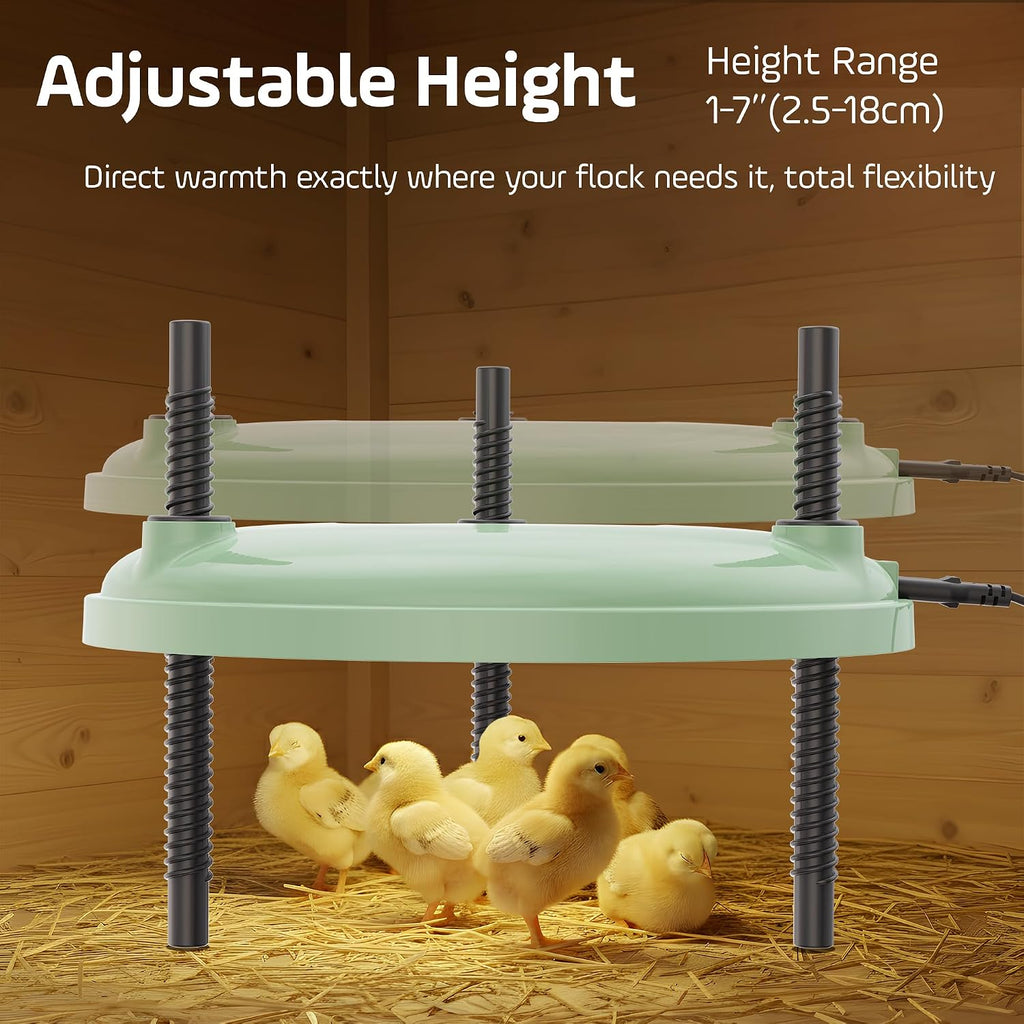 Chicken Brooder Heater, Adjustable Height &Temperature, 12" Metal Heating Plate, Easy Clean, Safe Use 35Watts Chick