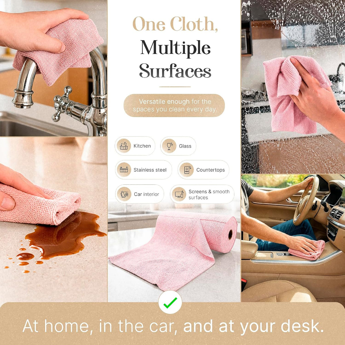 Microfiber Cleaning Cloth Roll 20 Sheets 11" x 10" Tear Away Microfiber Towel Roll Reusable Paper Towels Washable