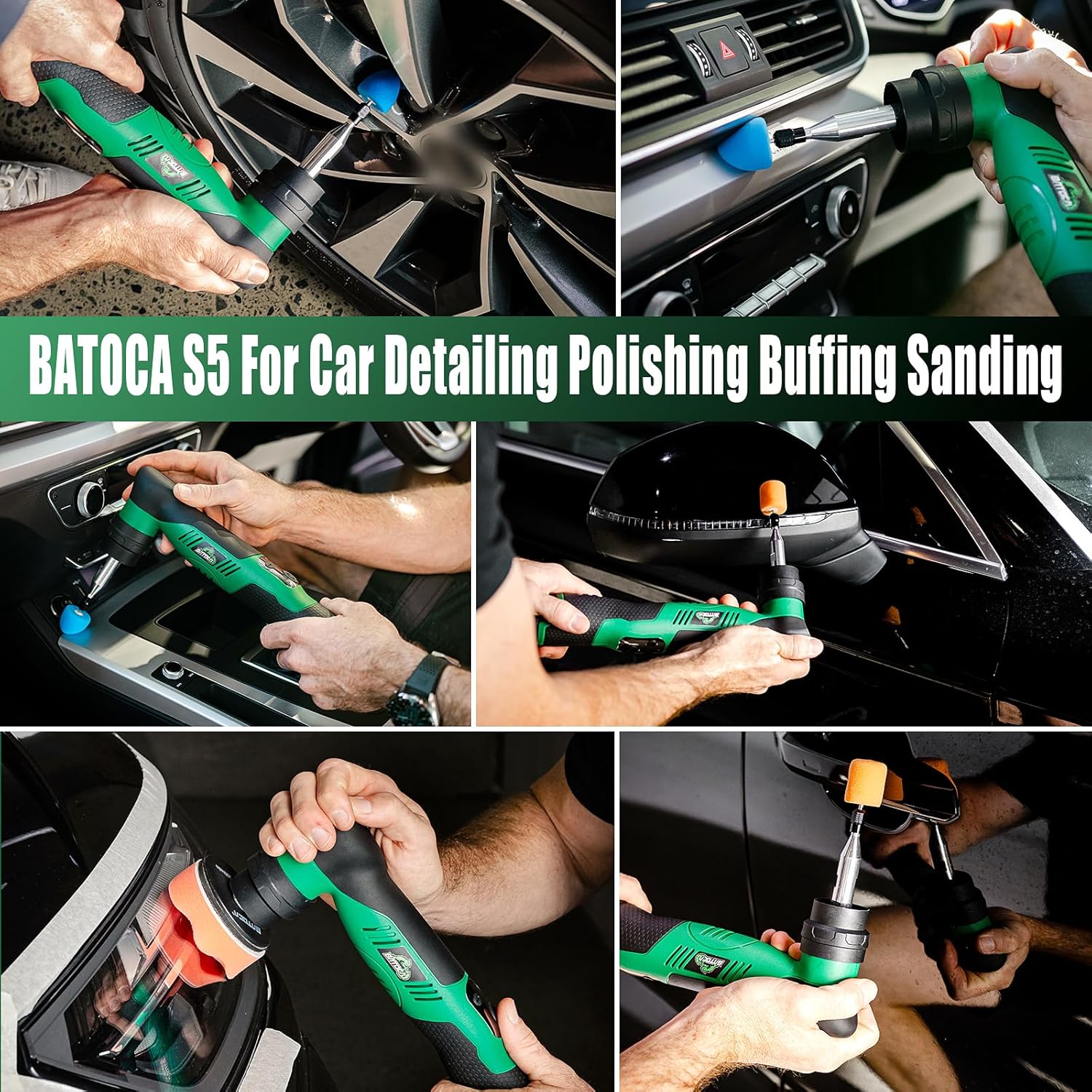 S5 Cordless Mini Car Polisher Buffer Sander Rotary & Dual Action | Polishing Machine DA 1/2/3 Inch Polishing Pads Kit