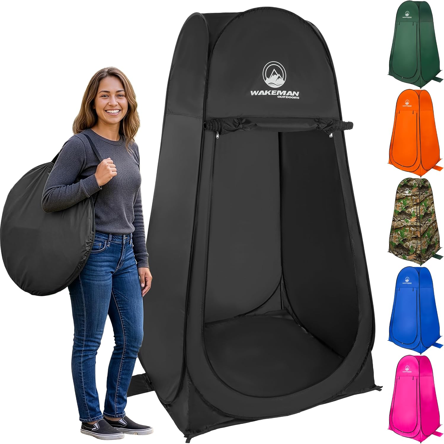 Pop Up Changing Tent, 3.3 x 3.3 x 6.2ft, Camping Shower Tent for Portable Toilet Stall or Dressing Room with Carry