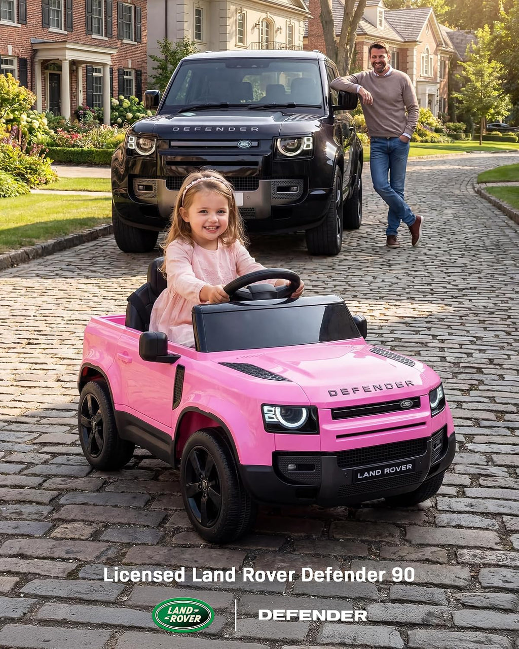 12V Licensed Land Rover Electric Ride On Car for Kids, Pink | Soft Start, Parent Remote, Seat Harness, 3 Speeds