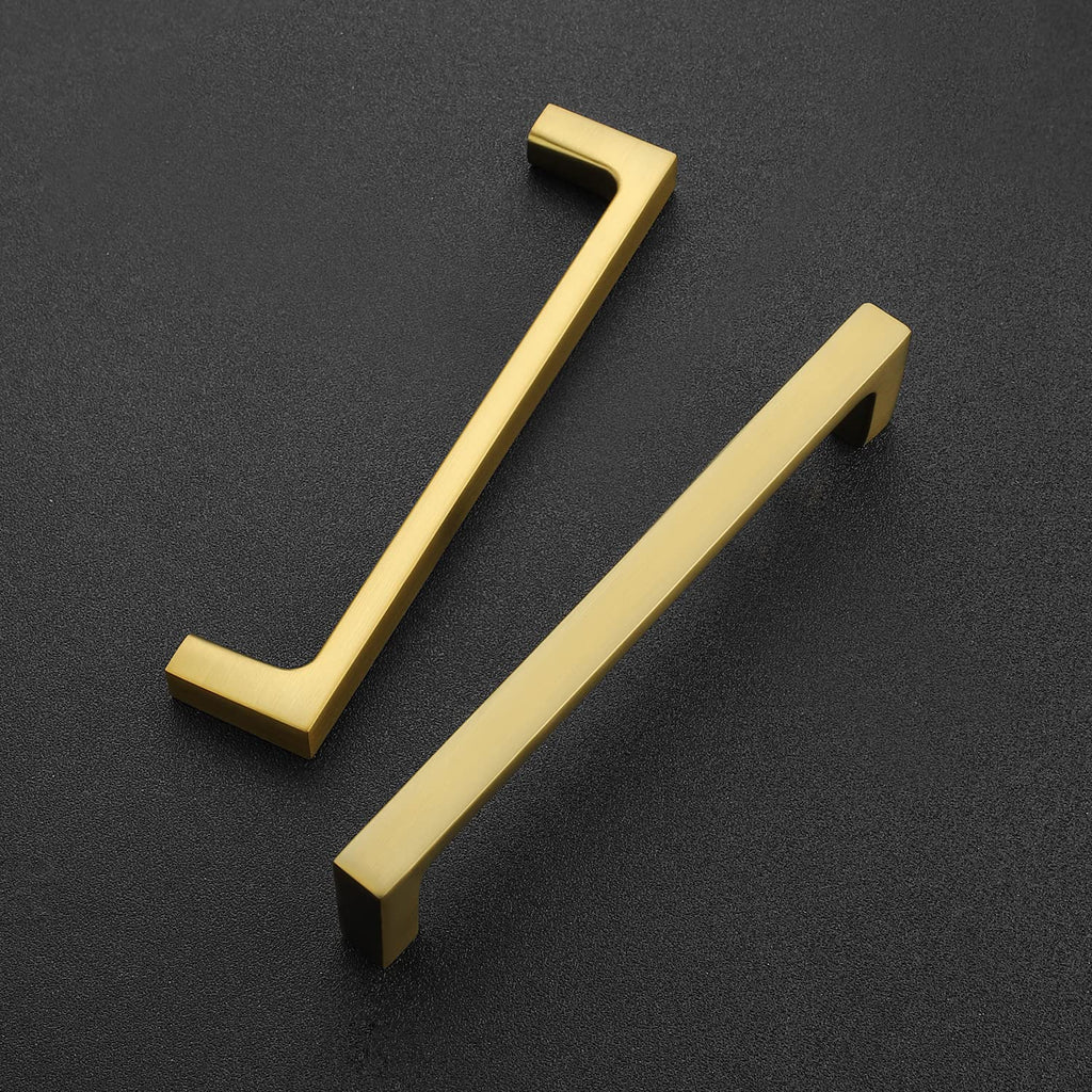 Brushed Brass Solid Pulls Cabinet Handles 5 Inch 5 Pack