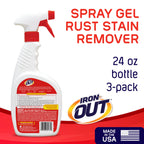 Rust Stain Remover Spray with Cling, No-Scrub Cleaner, 24 oz-3pk