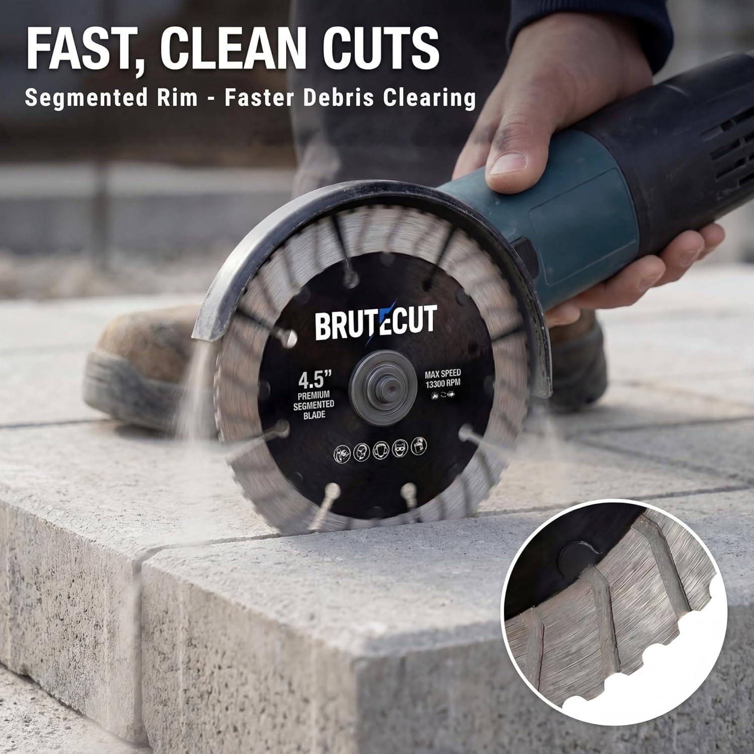 4.5" Diamond Blade for Concrete, Brick & Masonry | Wet/Dry | Fits 4.5 inch Angle Grinders | Concrete Cutting Disc |