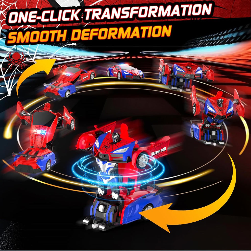 Remote Control Car with One Button Transformation, RC Cars Transforming into Robot, 2.4Ghz 360 Degree Rotation Police