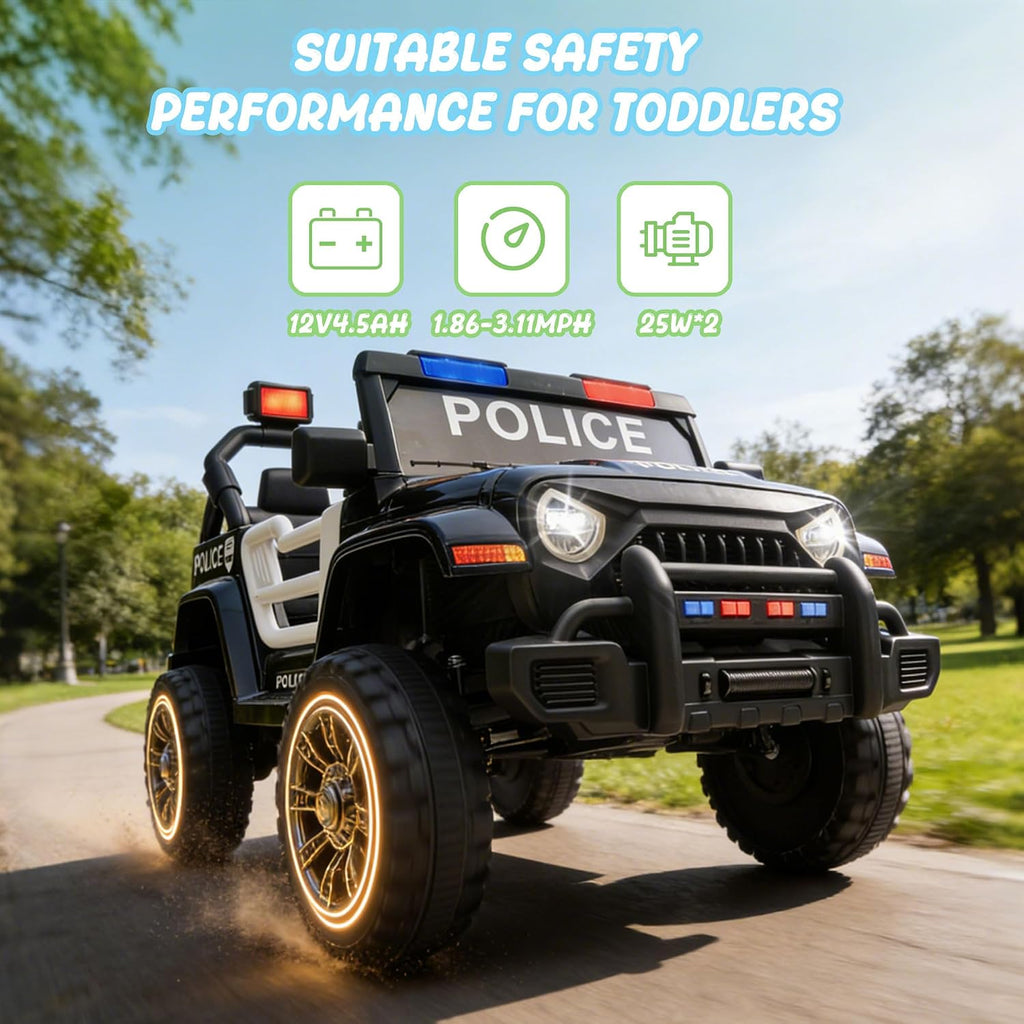 12V Ride on Toys for Toddlers, Kids' Electric Vehicles W/Parents Control, Ride on Truck Car with Music, Bluetooth