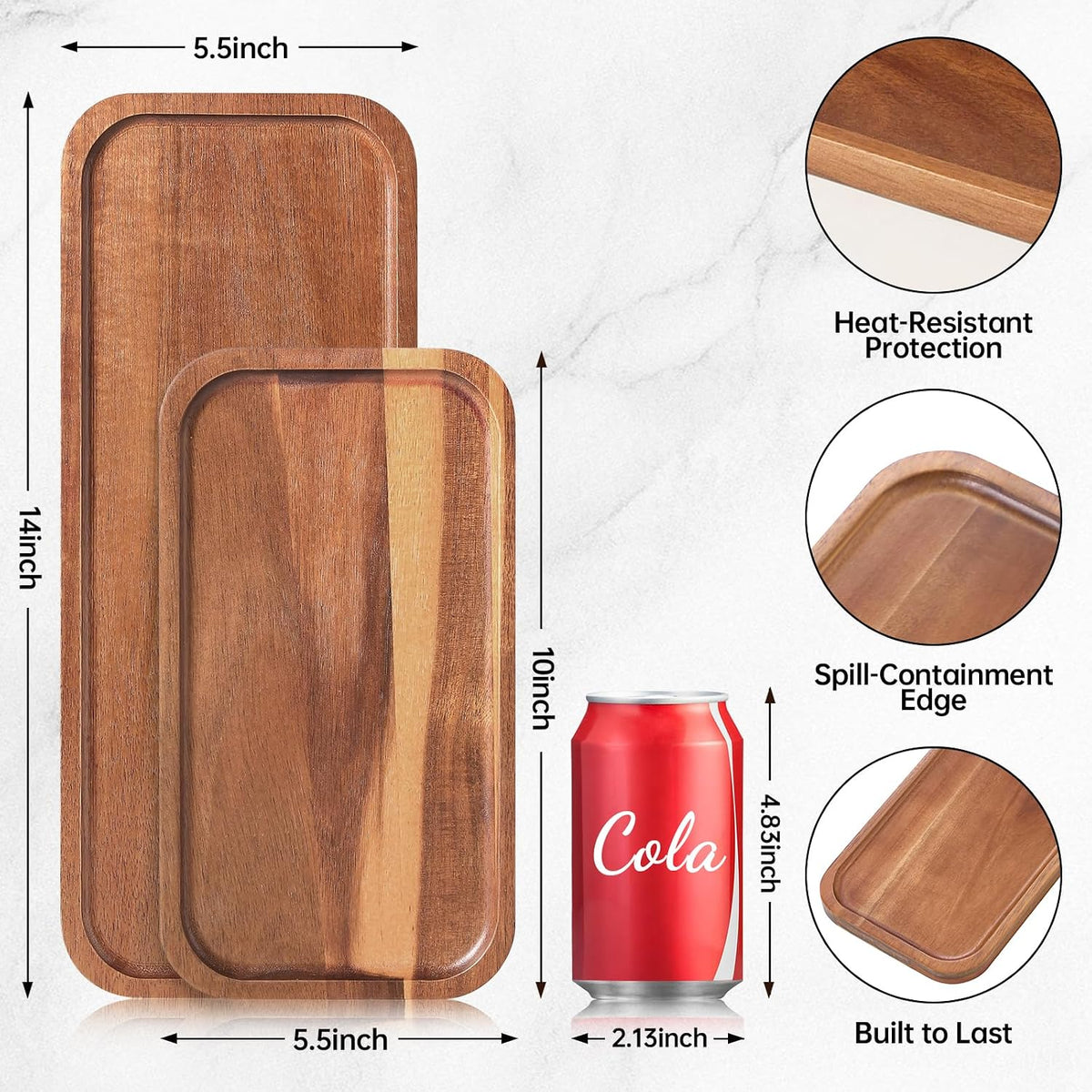 Small Wooden Trays and Platters, Mini Charcuterie Boards, 6 Pack