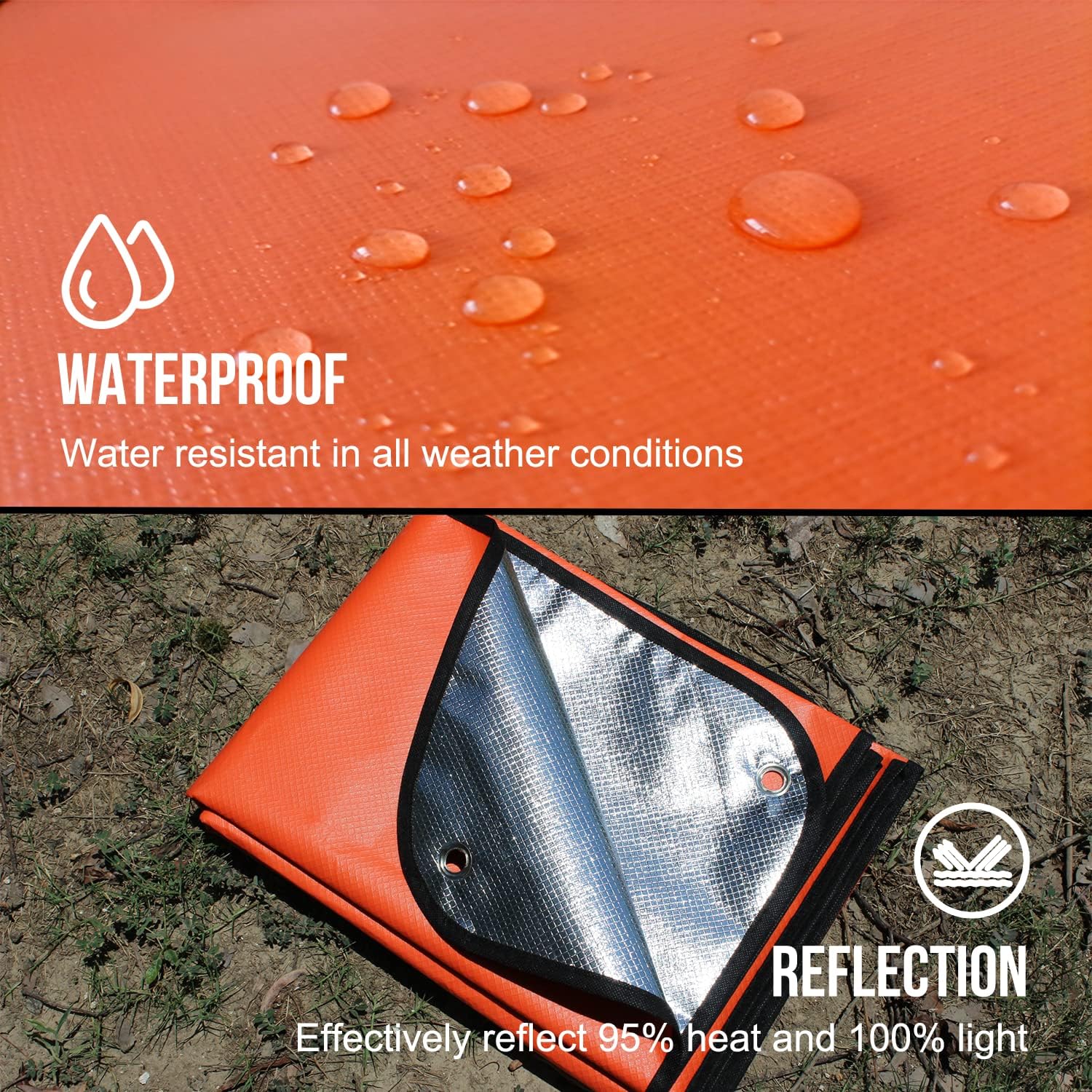 Heavy Duty Emergency Blanket Survival Gear Waterproof Insulated Blanket Emergency Tarp for Camping, Hiking, Bushcraft