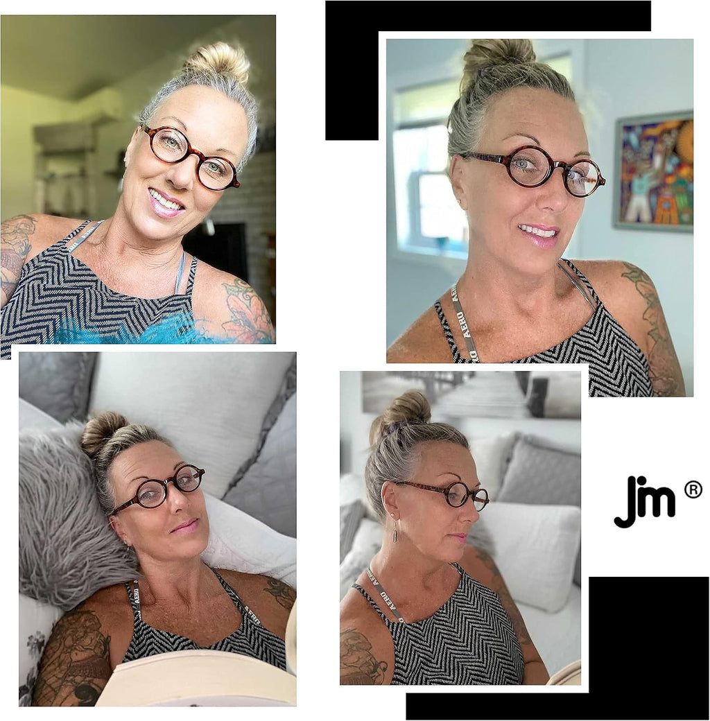 Retro Reading Glasses Men Women Round Readers Eye Glasses Spring Hinge | 4 Pack, Scratch-resistant Lens, Clear