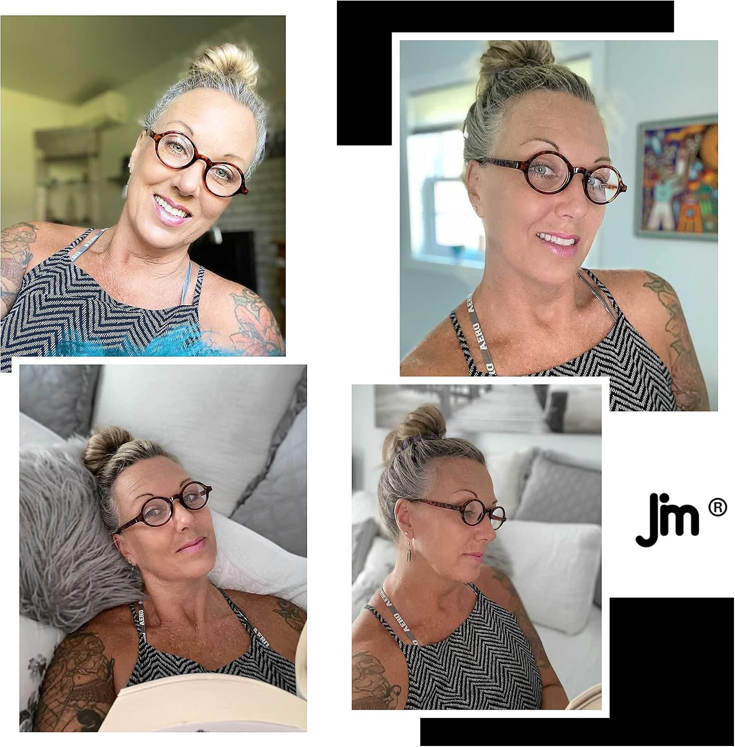 Retro Reading Glasses Men Women Round Readers Eye Glasses Spring Hinge | 4 Pack, Scratch-resistant Lens, Clear