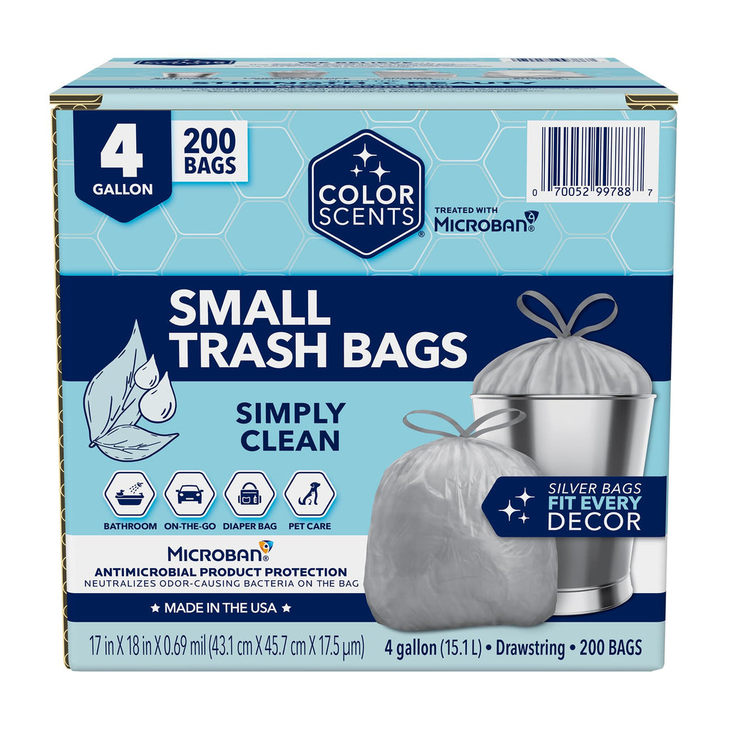 4 Gallon Small Trash Bags Drawstring 200 Count Simply Clean