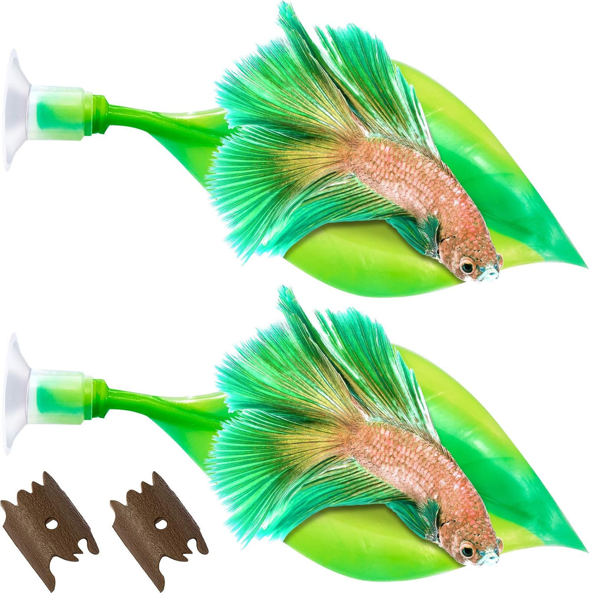 2 Pcs Green Silicone Betta Fish Bed Leaf Hammock Betta Fish Tank Accessories Decorations for Aquarium Ornaments