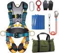 Fall Protection Harness,Safety Harness Fall Protection for Roofing/Electrical Work,Cushion bag&extra 30FT Rope