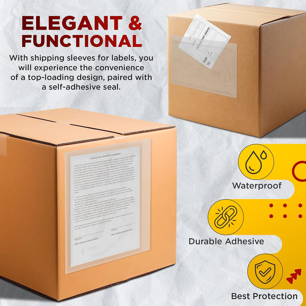 Clear Packing List Envelopes, 7 x 10 Inch Self Seal Shipping Document Pouches, 100 Pack for Business Warehouse E