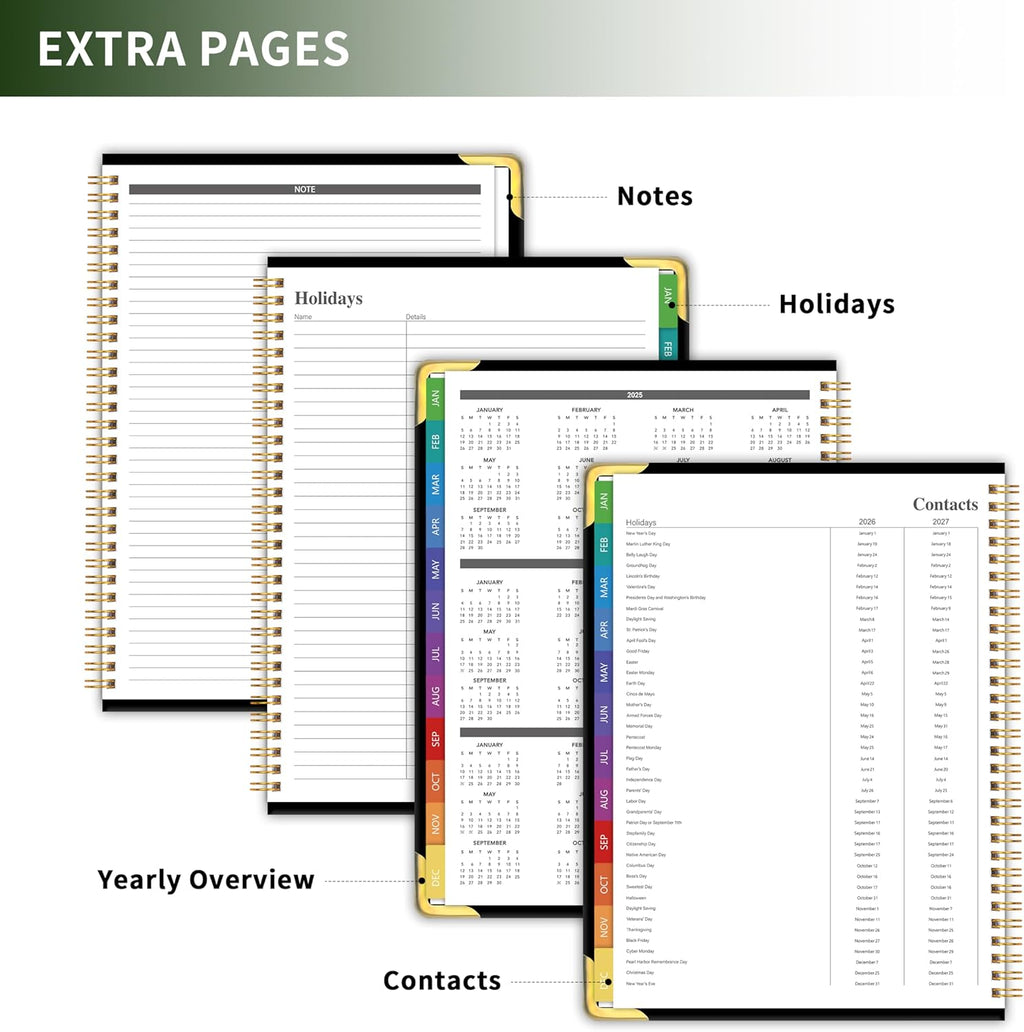 Planner -2026, Hardcover Weekly & Monthly Calendar Planner, January 2026 - December 2026, 8.5" x 11", Daily Agenda