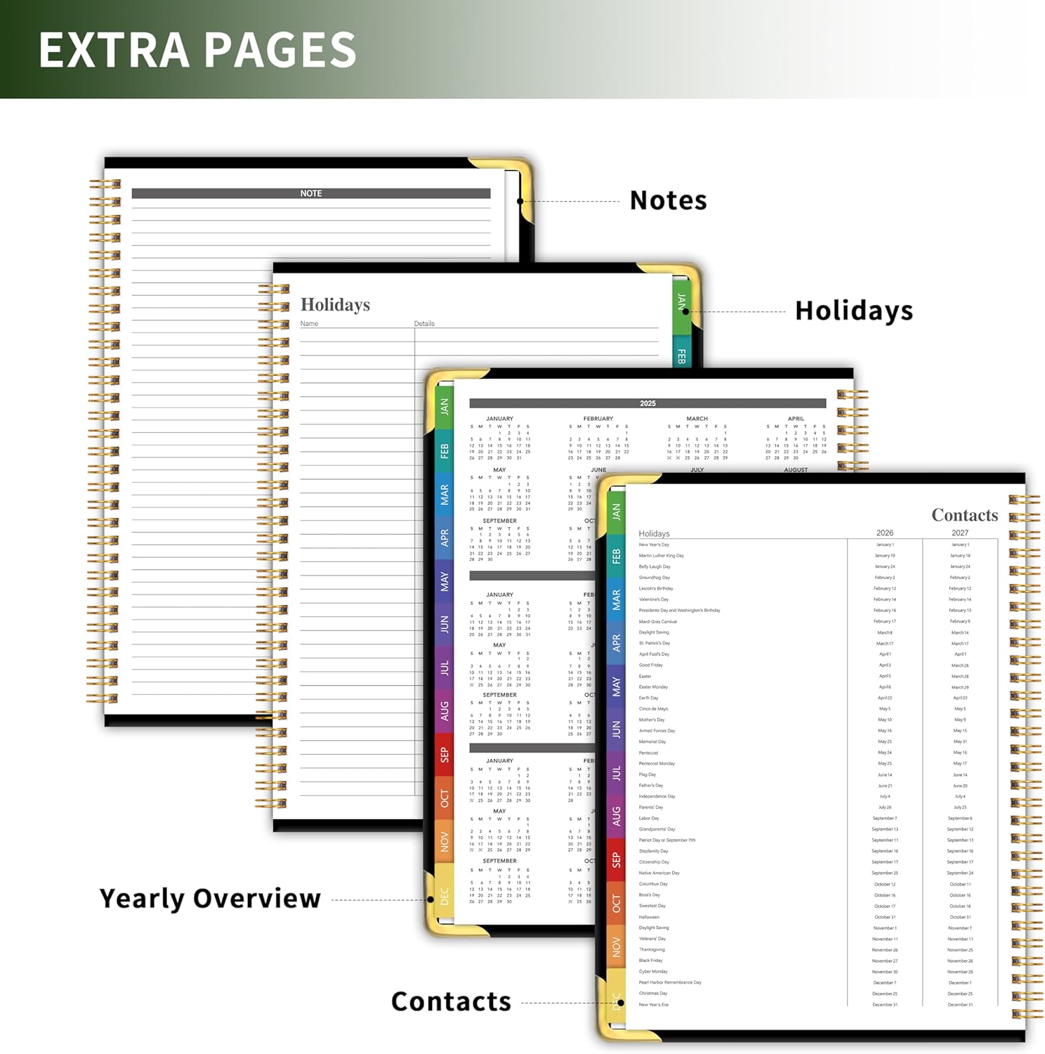 Planner -2026, Hardcover Weekly & Monthly Calendar Planner, January 2026 - December 2026, 8.5" x 11", Daily Agenda