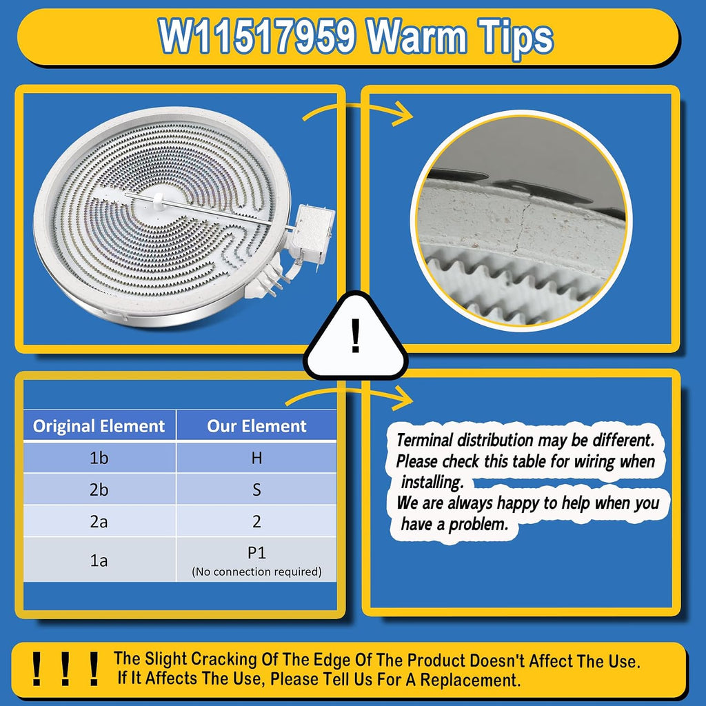 W11517959 9"/6" Dual Radiant Surface Element for Whirlpool Range