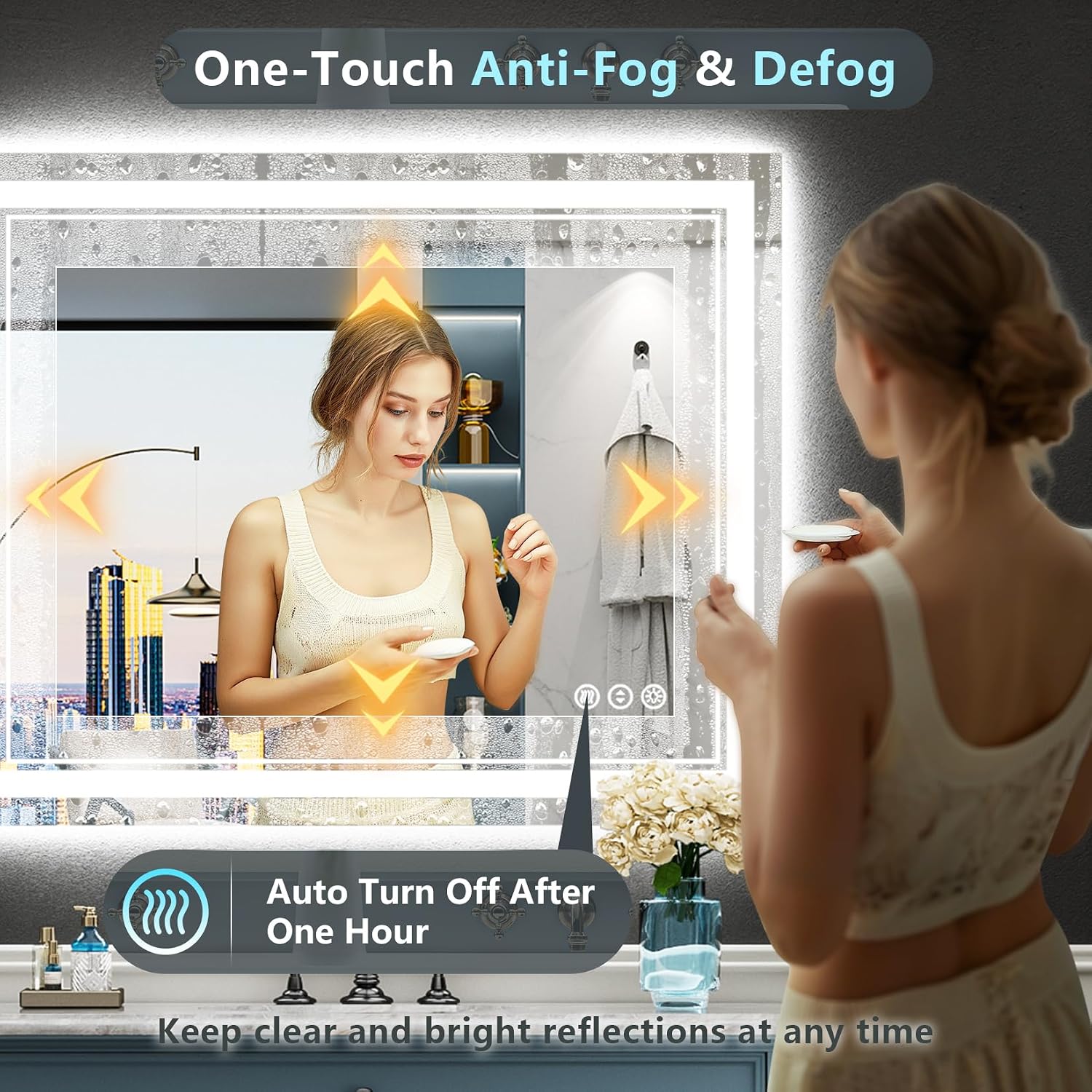 40x32 LED Bathroom Mirror with Lights, Backlit & Front Lit Anti-Fog | Lighted Vanity Mirror, Dimmable, 3-Color Temp