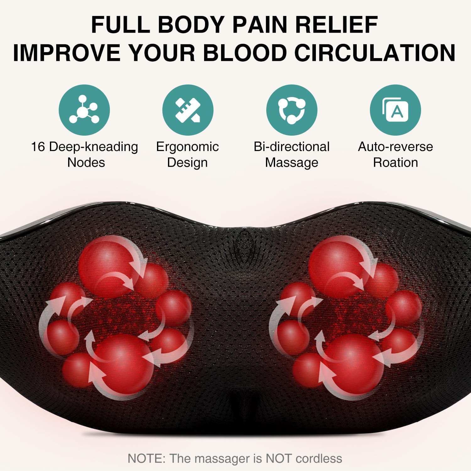 Shiatsu Neck Massager with Heat for Pain Relief Deep Tissue, 2026 Upgraded 3D Back Shoulder Kneading Massage Pillow