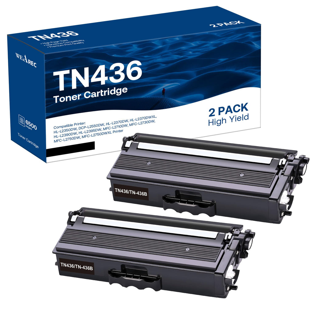 TN436BK Black Toner Cartridge Replacement for Brother TN436, 2-Pack