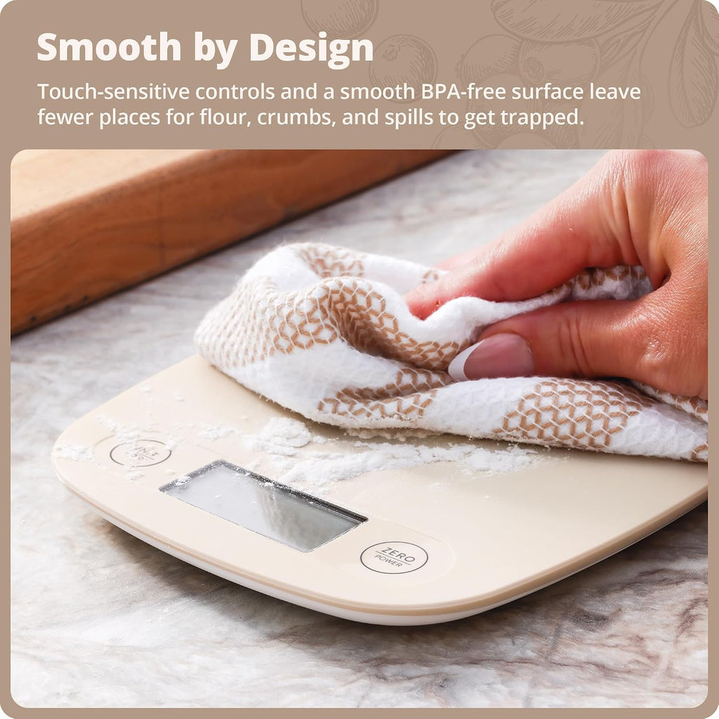 Food Scale, Slim & Compact Build, 1g Precision (Birch White)