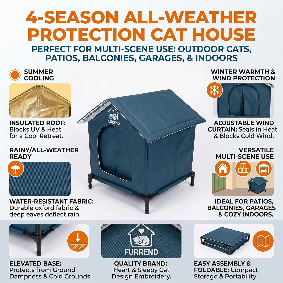 Space Capsule Outdoor Pet House for Cats Small Dogs, Waterproof Insulated Shelter with Clear Window, All Season