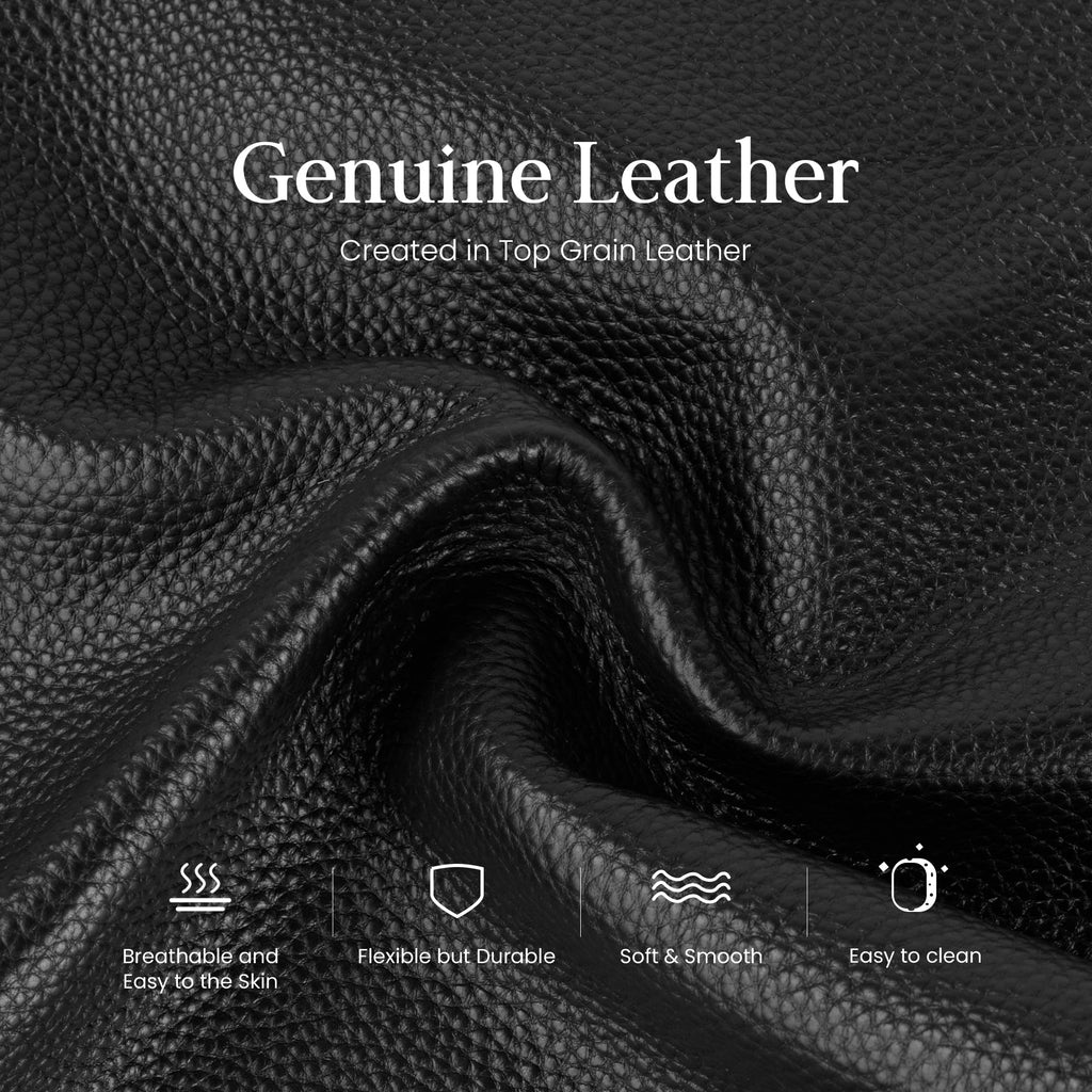 Genuine Leather Small Bucket Bag with Crossbody Strap Black Purses