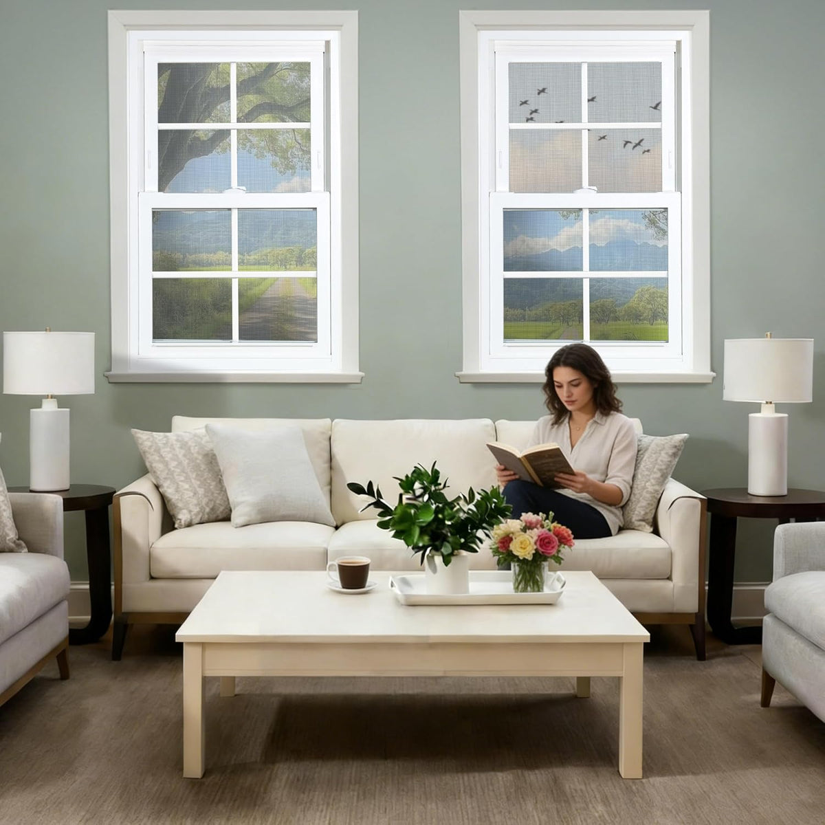 36" x 40" Vinyl Double Hung Window, White