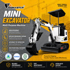 2650lb Mini Excavator with 13.5HP Gas Engine (White1)