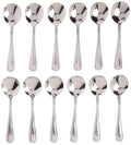 12-Piece Dots Bouillon Spoon Set, 18-0 Stainless Steel,Silver