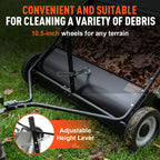 42-Inch Tow Behind Lawn Sweeper, 12 Cu.Ft. Hopper Grass & Leaf Collector, Pull Behind Yard Sweeper with Adjustable