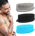 Set of 3 Silicone Body Scrubber Loofah Soft Exfoliating Body Bath Shower Scrubber Loofsh Brush (Black+Gray+Blue 010)