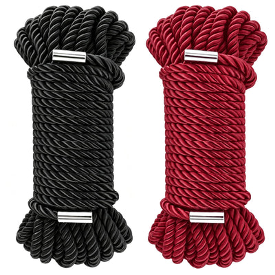 Soft Silk Rope 66 Feet 8mm Black Red Nylon Rope Skin-Friendly Cord