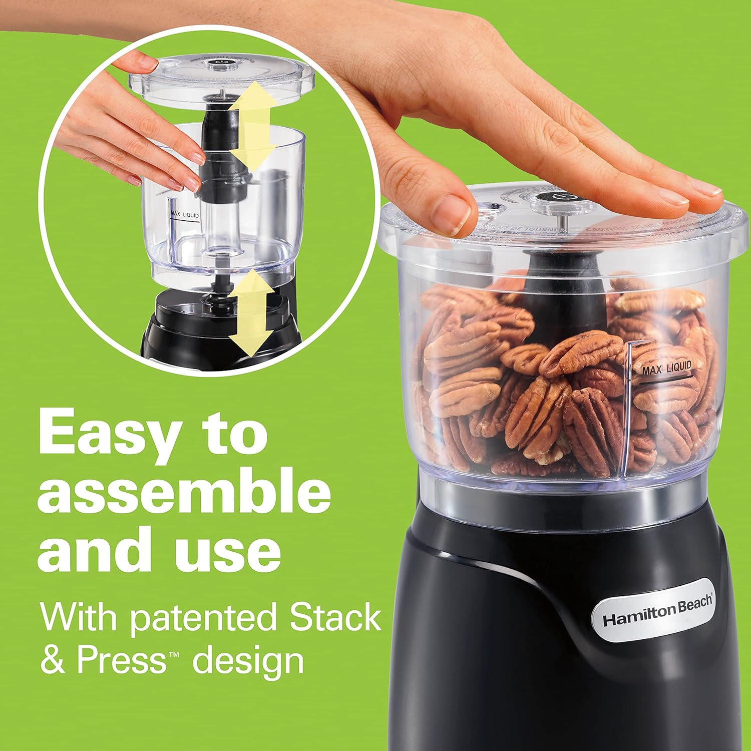 3 Cup Electric Vegetable Chopper & Mini Food Processor | Simple Stack & Press Design | 350 Watts & Stainless Steel