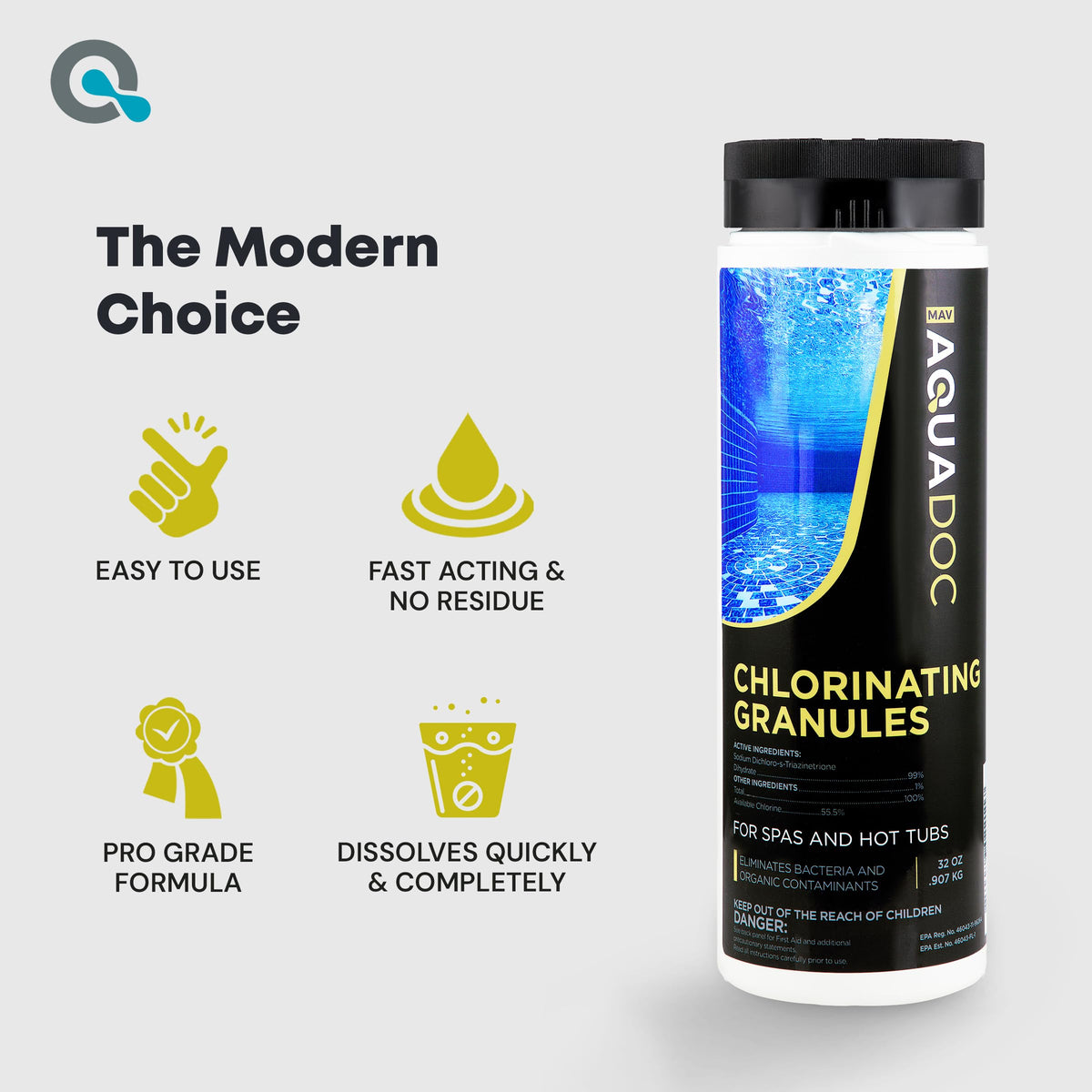 AquaDoc Hot Tub Chlorine Granules - Quick Dissolving Spa Sanitizer, 2 lb