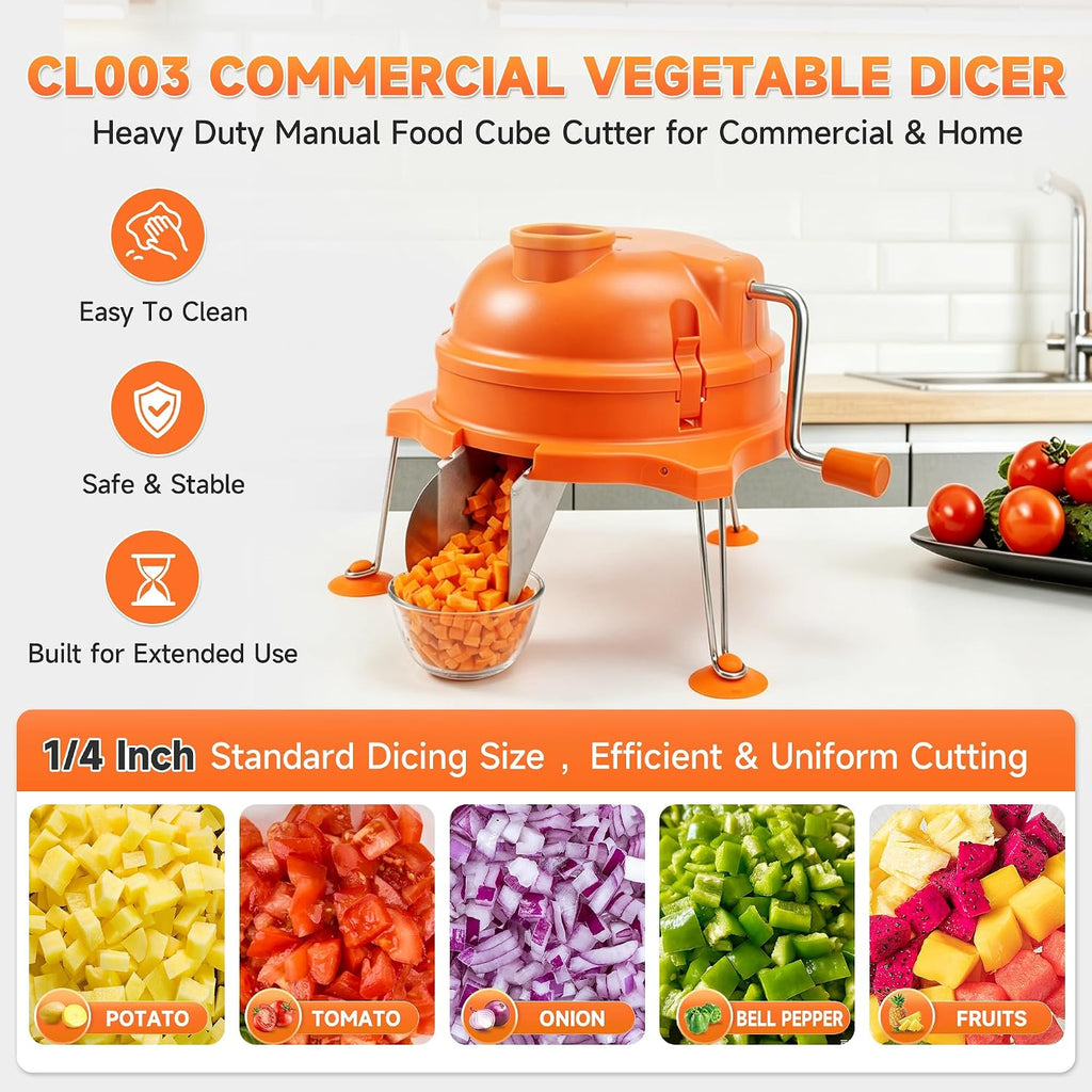 CL003 Commercial Vegetable Dicer with 1/4" x 1/4" Food Prep Cutter for Dynamic CL003 Dynacube Manual Tabletop Cuber