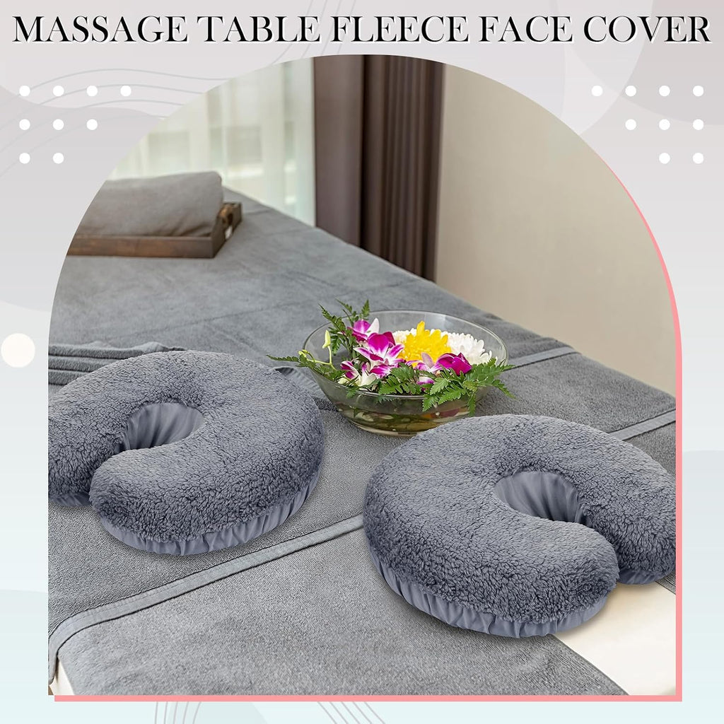 2 Pcs Massage Face Cradle Cover Fleece Massage Table Headrest Cover 14.6'' x 13'' Beauty Bed Headrest Pillow Pad