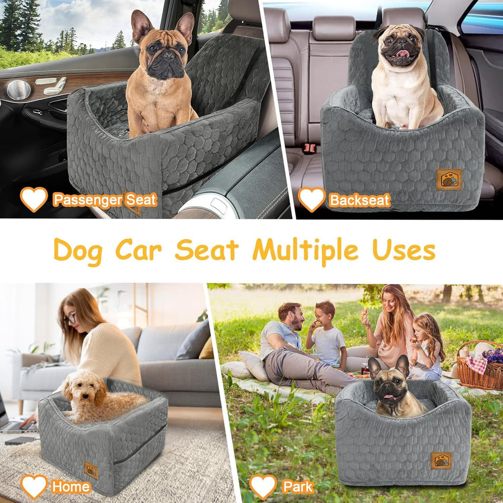 Dog Car Seat for Small/Medium Dogs, Memory Foam Dog Booster Seat, Travel Safety Per Car Seat with Washable Removable
