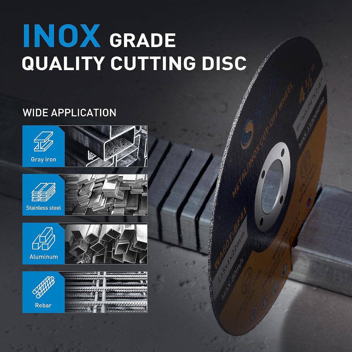4 1/2 Cut Off Wheel 50 PCS Cutting Wheels Angle Grinder Cutting Disc Ultra Thin Metal & Stainless Steel