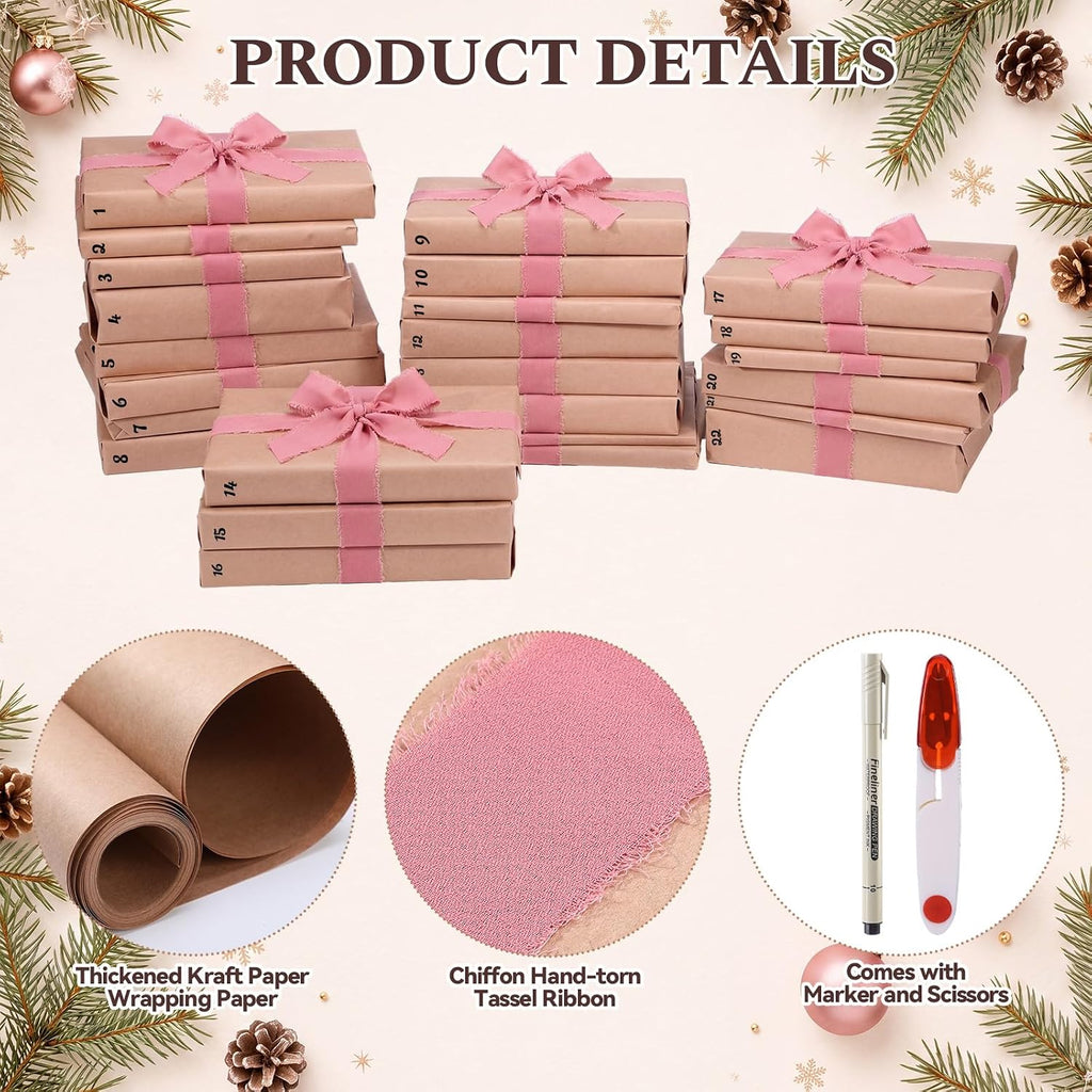 12'' Christmas Wrapping Paper Rolls Set, Book Advent Calendar Gift