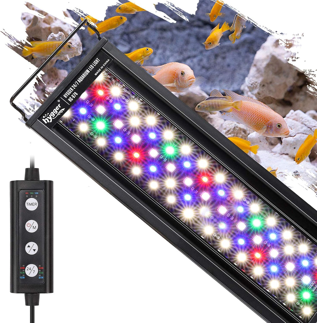 18W 24/7 Lighting Aquarium LED Light, Sunrise-Daylight-Moonlight Mode and DIY Mode, Adjustable Timer Adjustable